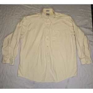 LL Bean Yellow Oxford Single Needle Tailoring Dress Shirt Size 17.5-34 Cotton